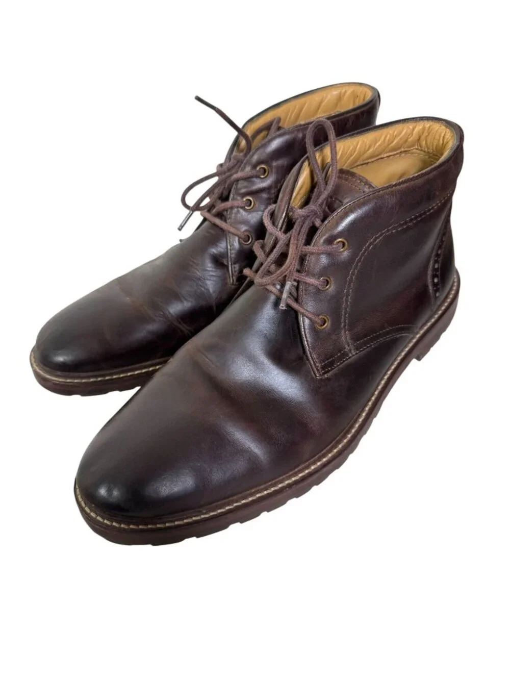 Florsheim Mens Brown Leather Chukka Boots Size 10.5 3E Wide Lace up Classic